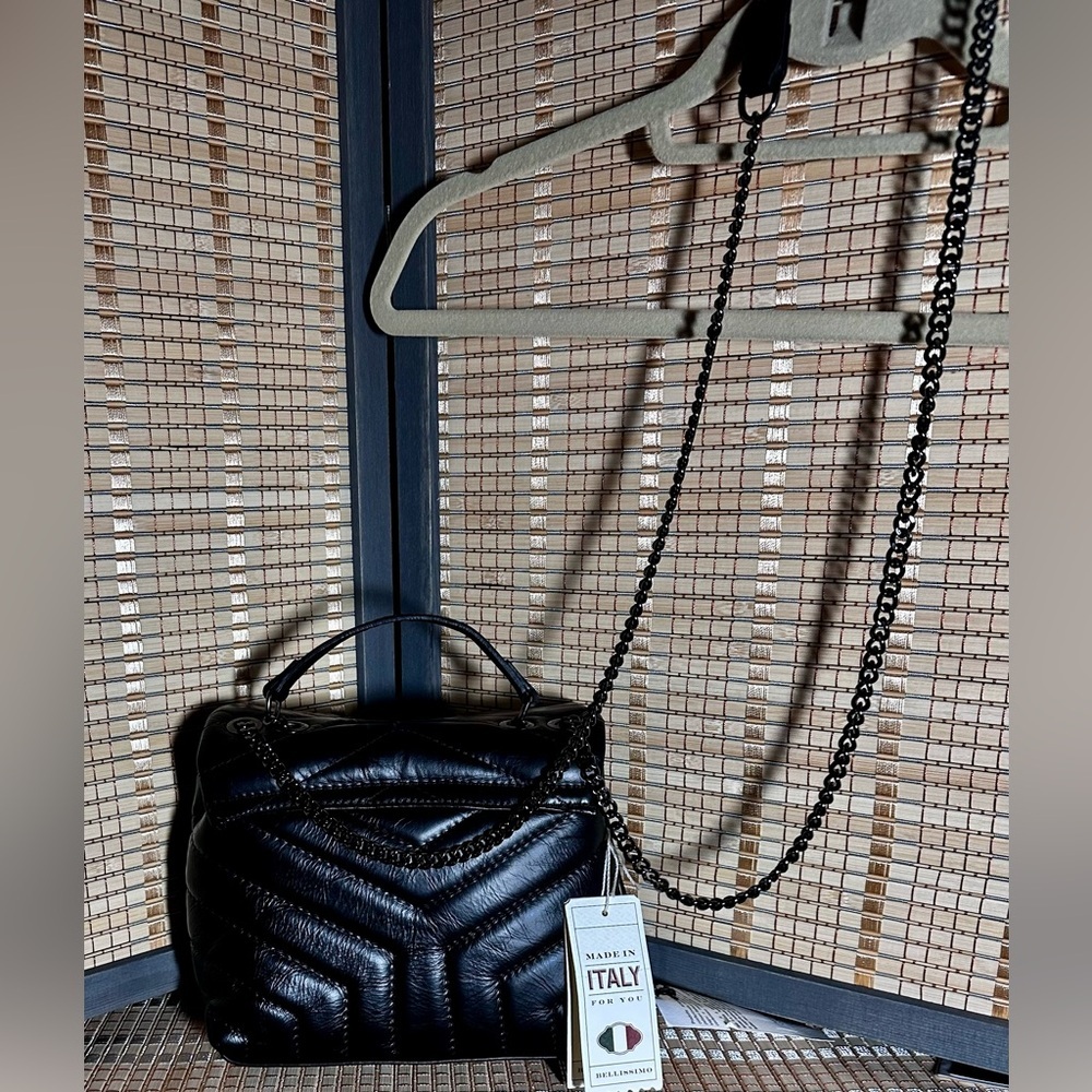 Divina Firenze Quilted Leather Bridget Handbag w/Chain Shoulder Strap - Picture 3 of 10